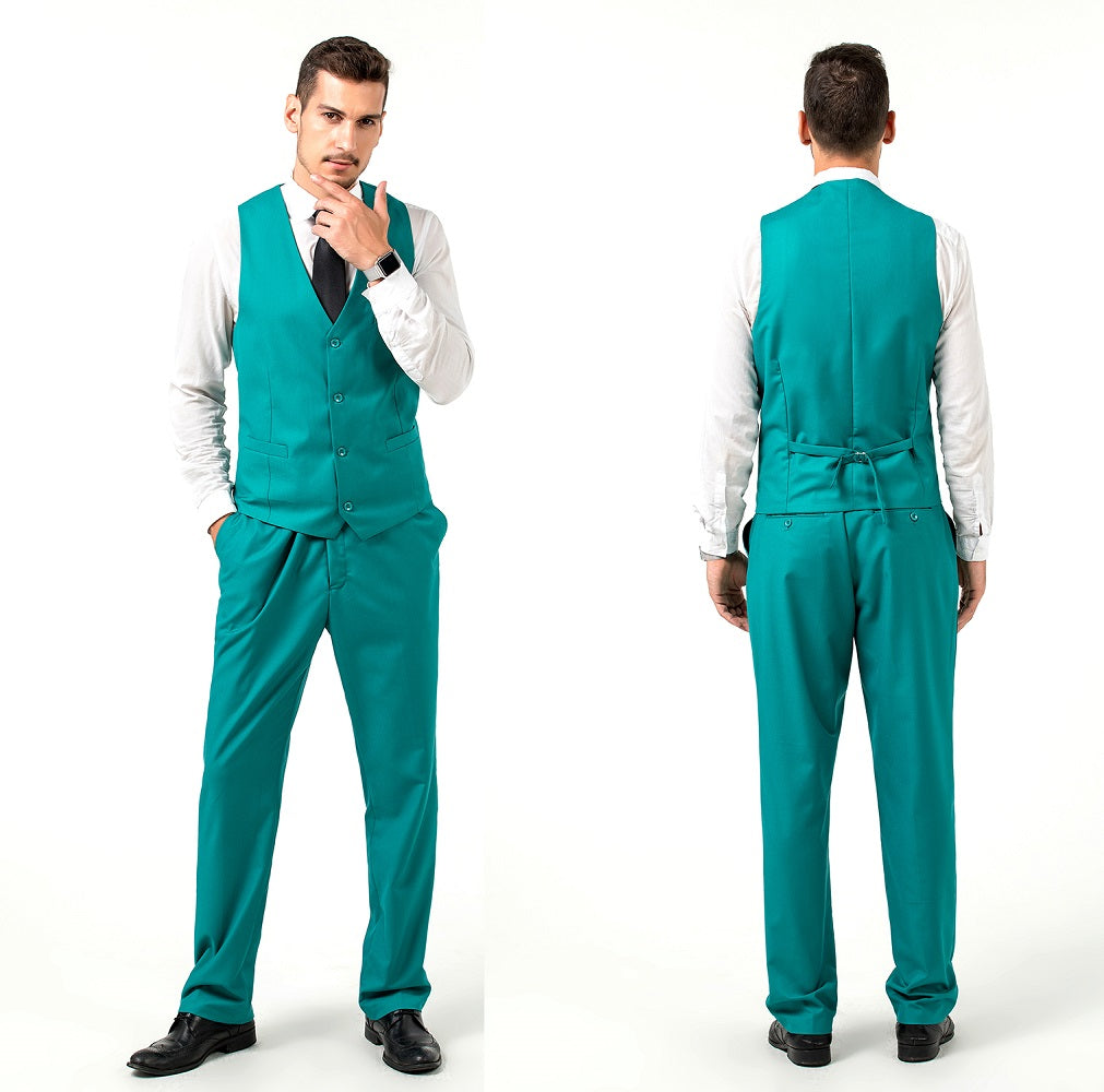 ly1693 Esmoquin verde con solapa con muesca para fiesta, banquete, trajes formales de 3 piezas para hombre