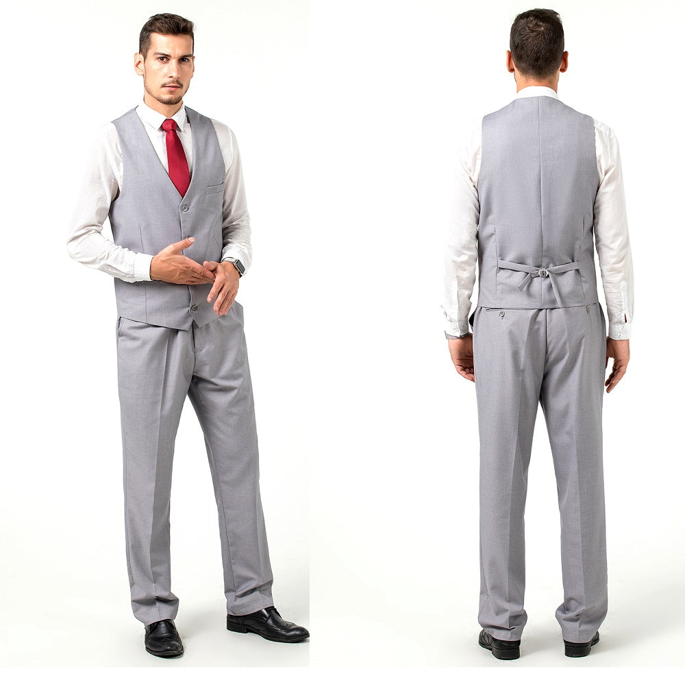 ly1696 Grey Two Button Wedding 3 Pieces Slim Fit Men Suits