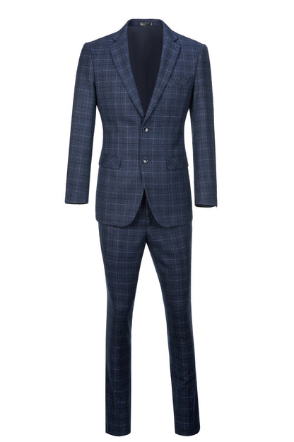 ly1643 Navy Plaid Men's 3 Piece Set for Party, Wedding and Business