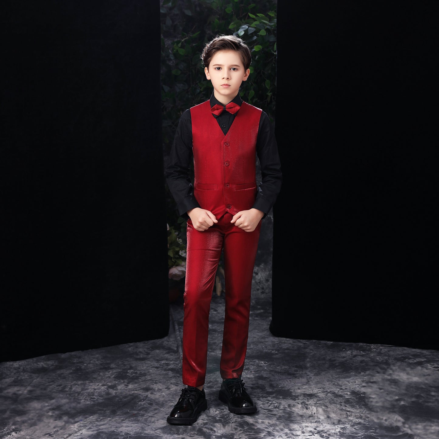 ly1152 Red Slim Fit Party 5 Piece Boys Suits