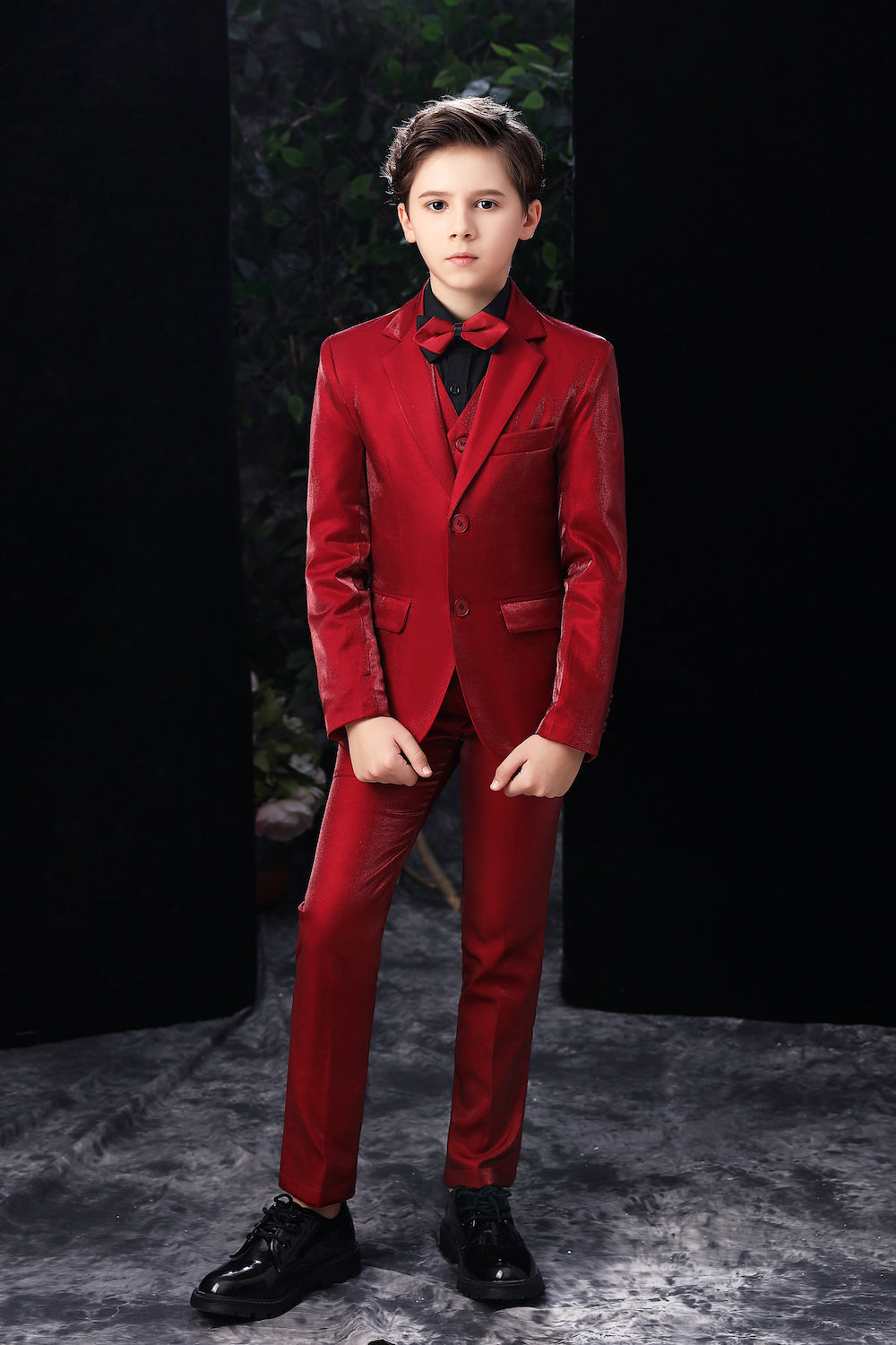 Red Slim Fit Party 5 Piece Boys Suits