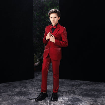 ly1152 Red Slim Fit Party 5 Piece Boys Suits