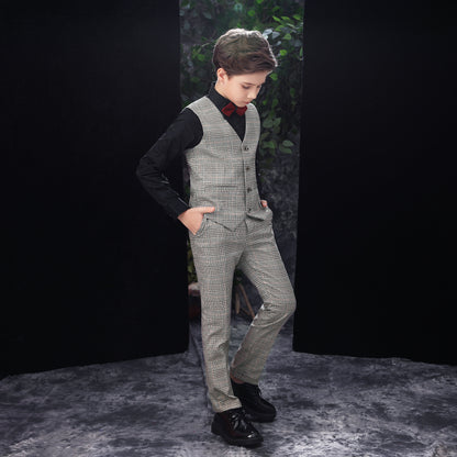 ly1151 Grey Slim Fit Party 5 Piece Boys Suits