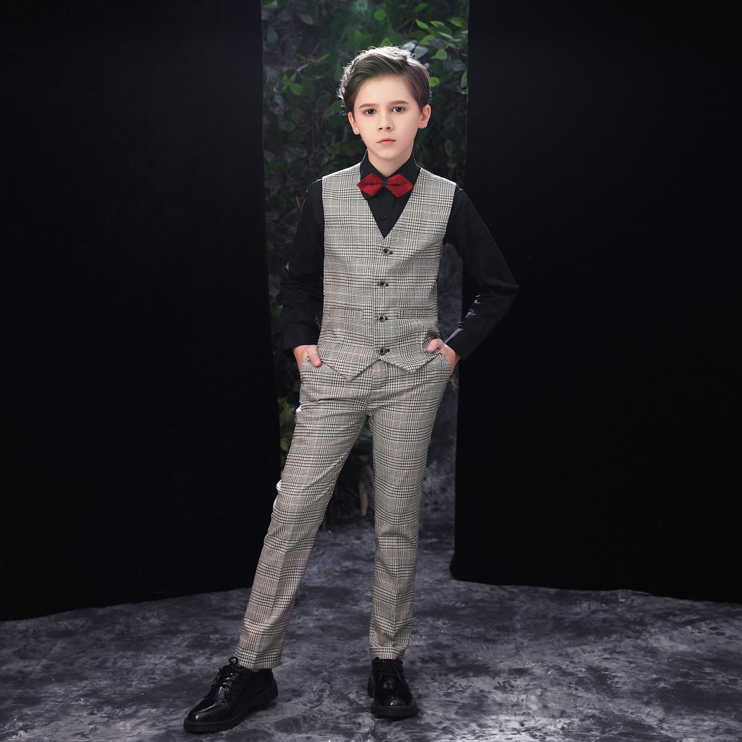 ly1151 Grey Slim Fit Party 5 Piece Boys Suits