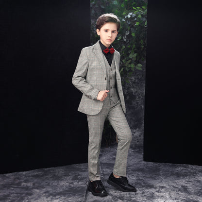 ly1151 Grey Slim Fit Party 5 Piece Boys Suits