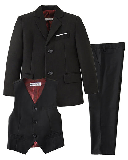 ly1758 Black 3 Piece Kids Boys' Formal Blazer Vest and Pants Dress Suits Set