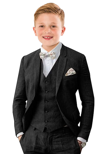 ly1120 Summer Casual Linen 3 Piece Boys Suit Jacket Vest Pant Set