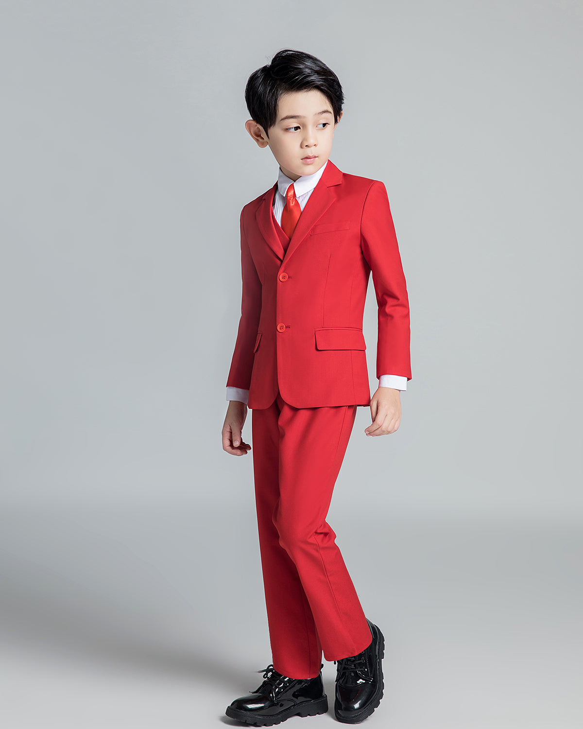 ly1225 Red Classic Suits Set 5 Piece Boys Suits