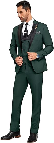 ly1785 Mens Suit Slim Fit 3 Piece Suit Blazer Vest Pants Sets with Bow Tie Handkercher Brooch for Men for Wedding Prom Party