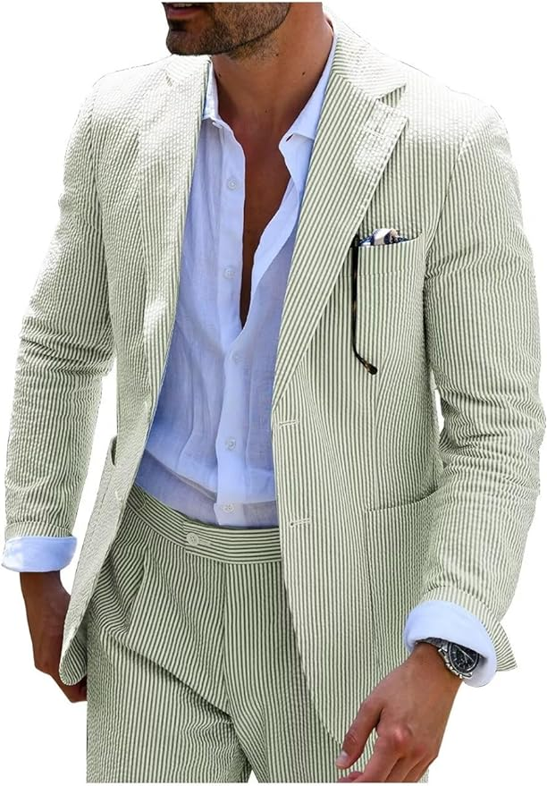 ly1136 Seersucker Striped Men's Summer Blazer