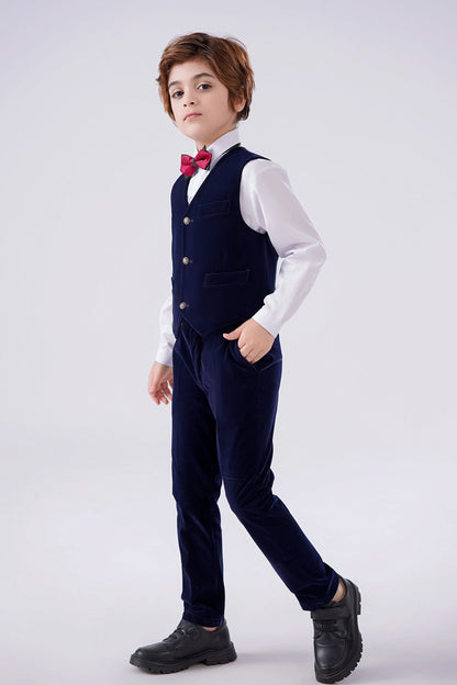 ly1597 Navy Velvet 5 Piece Boy's Formal Boys Suits