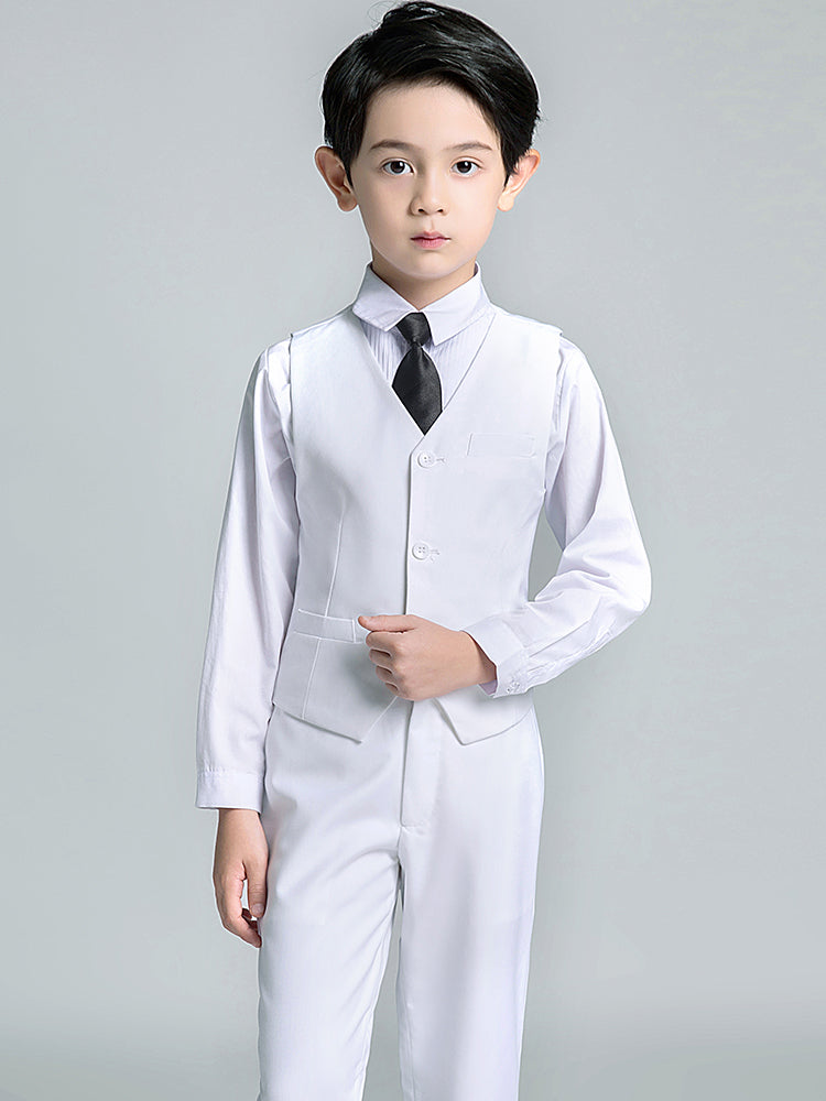 ly1227 White Tuxedo Kids Formal 5 Piece Boys Suits