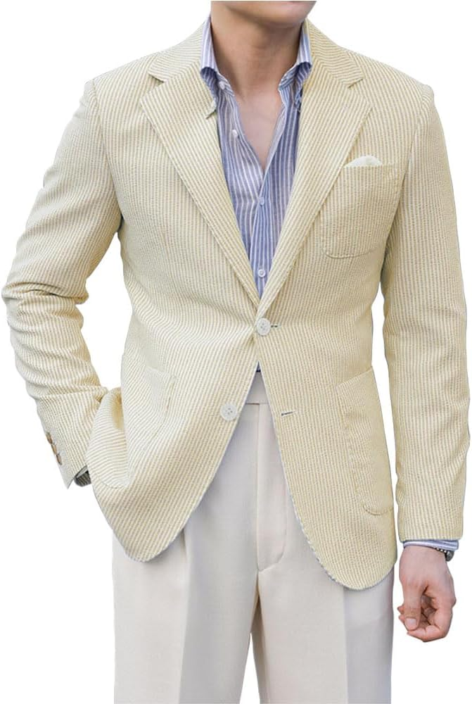 ly1132 Light Summer Seersucker Leisure Men Jacket