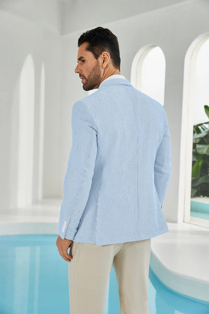 ly1111 Seersucker Striped Men's Summer Blazer