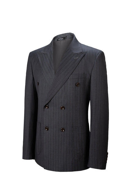 ly1103 Double Breasted Grey Men's Two Button Stripe Blazer