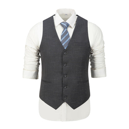 Grey Plaid Men's Vest for Party, Wedding and Business