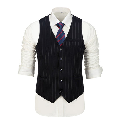 ly1628 Navy Stripe Men's 3 Piece Set Double Breasted Blazer Vest Pants for Party, Wedding and Business