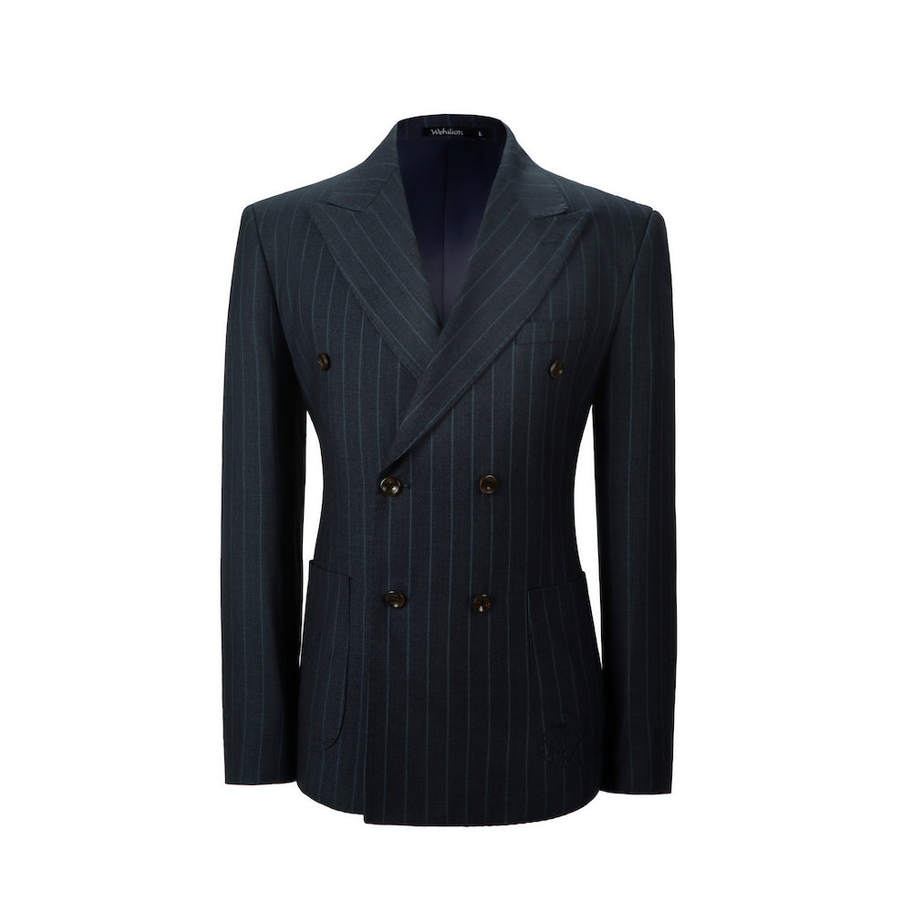 Designer Style New Double Breasted Men's Two Button Stripe Blazer