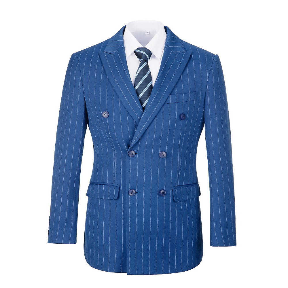 ly1622 Royal Blue Stripe Men's 3 Piece Set for Party, Wedding and Business