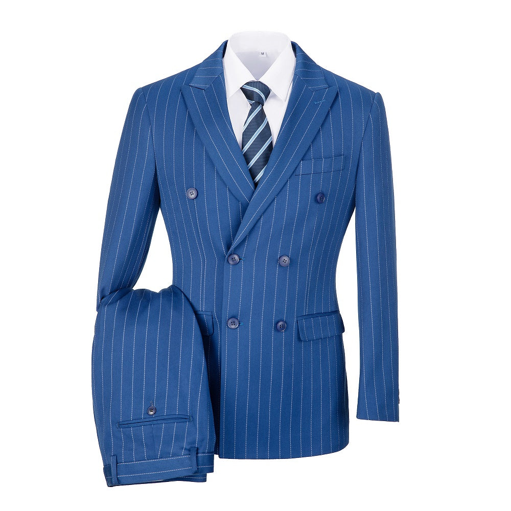 ly1622 Royal Blue Stripe Men's 3 Piece Set for Party, Wedding and Business