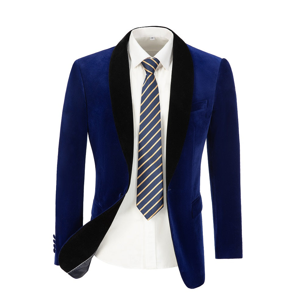 ly1583 Royal Blue Velvet 3 Piece Men's Formal Suits With Jacket Vest Pants