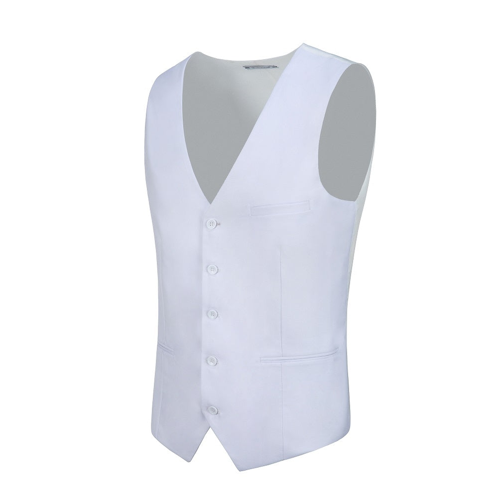 ly1663 White Men's Suits 2 Pieces Vest+Pants Set V-Neck Slim Fit Casual Waistcoat Suit