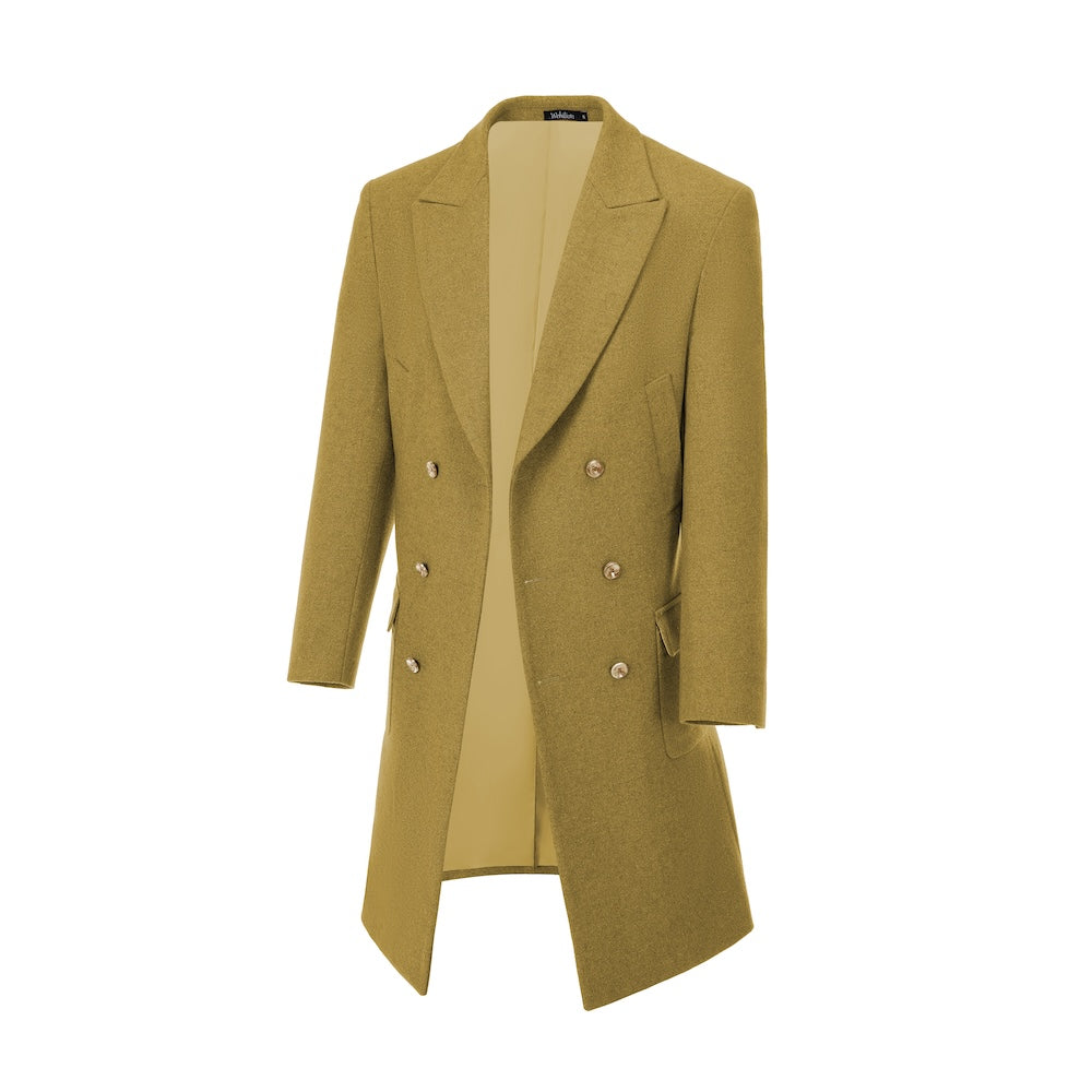 lyc1002 Men's Wool Coat Winter Double Breasted Long Coat