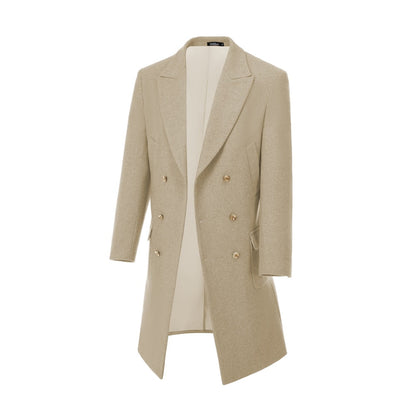 lyc1002 Men's Wool Coat Winter Double Breasted Long Coat