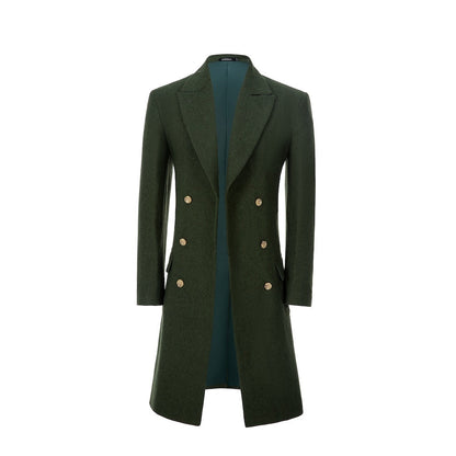 lyc1004 Men's Wool Coat Winter Double Breasted Long Coat