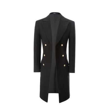 lyc1012 Men's Coat Winter Double Breasted Long Coat