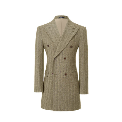 lyc1008 Men's Wool Coat Winter Double Breasted Long Coat