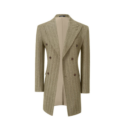 lyc1008 Men's Wool Coat Winter Double Breasted Long Coat