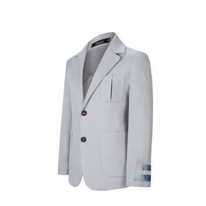 ly1162 Grey Plaid Boys Formal Blazer, School Jacket