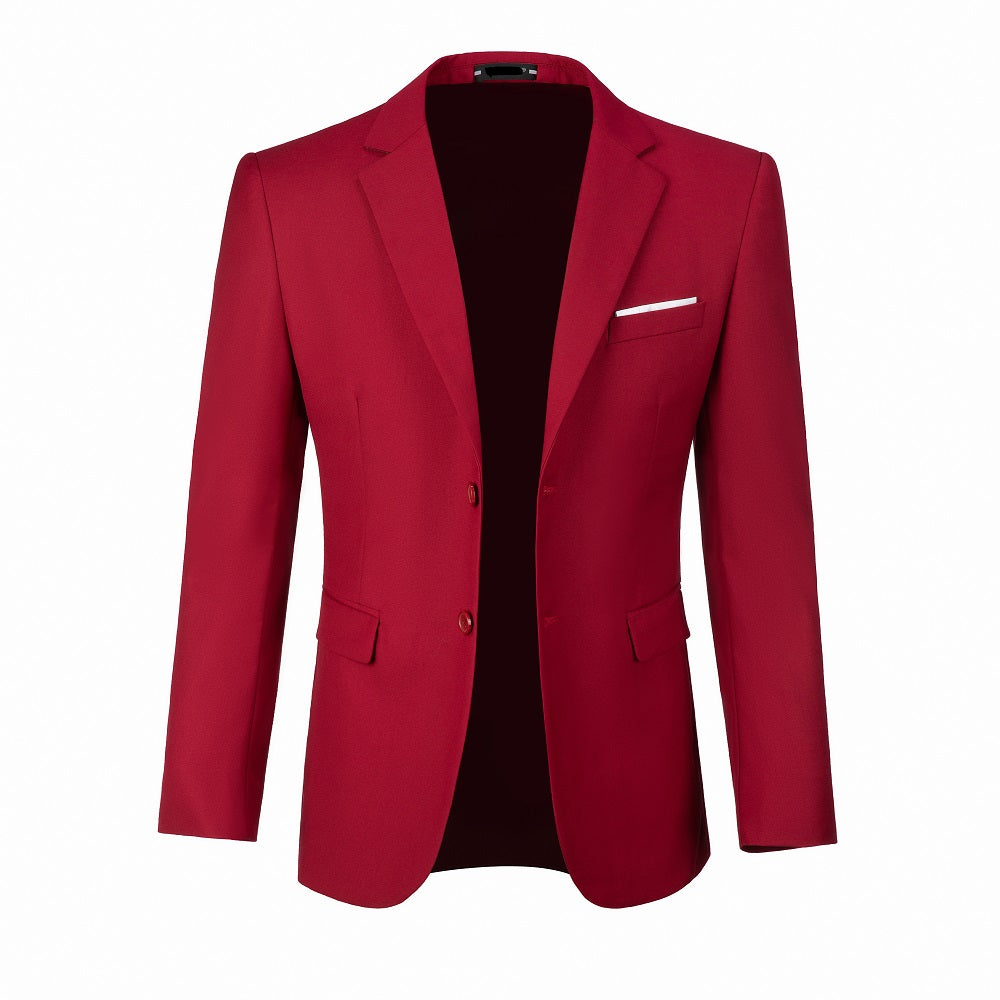 ly1492 Red Men's Two Button Blazer for Party, Wedding and Business