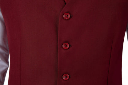 ly1477 Burgundy Two Button Wedding 3 Pieces Slim Fit Men Suits