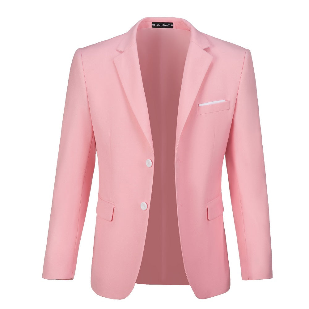 ly1480 Pink Men's Two Button Blazer for Party, Wedding and Business