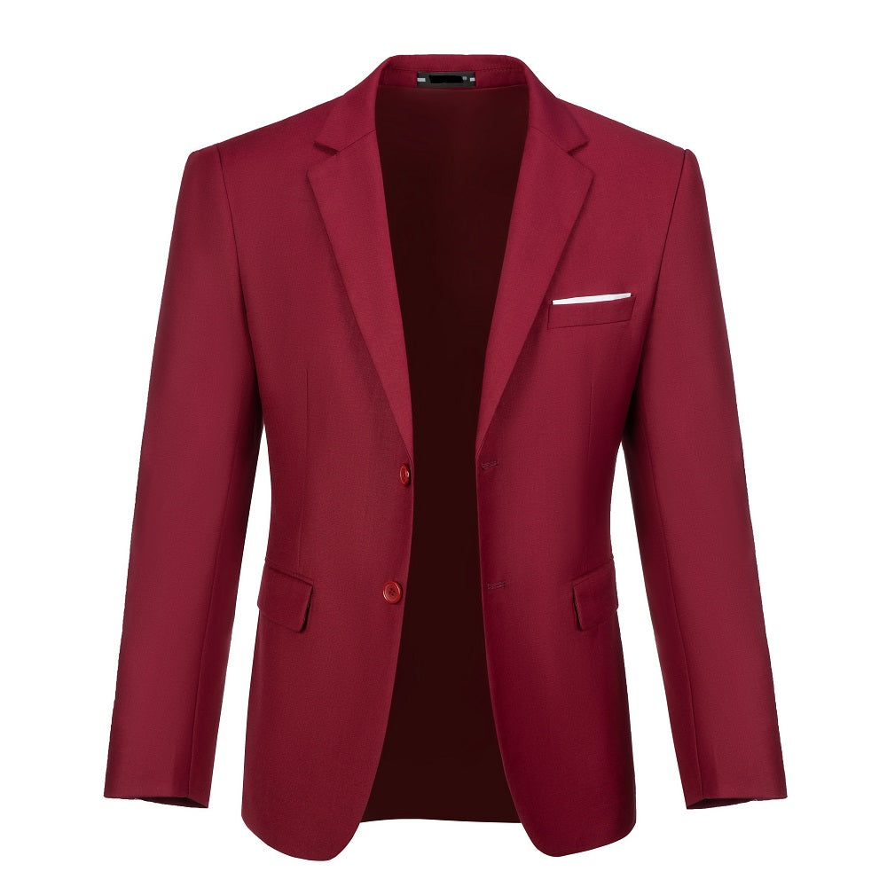 ly1476 Burgundy Men's Two Button Blazer for Party, Wedding and Business