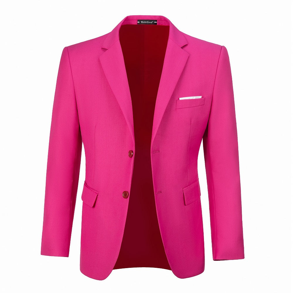 ly1478 Fuchsia Two Button Wedding 3 Pieces Slim Fit Men Suits