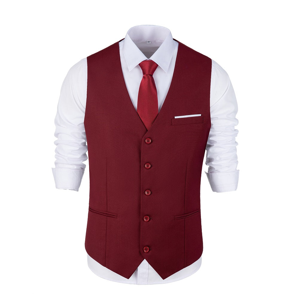 ly1477 Burgundy Two Button Wedding 3 Pieces Slim Fit Men Suits