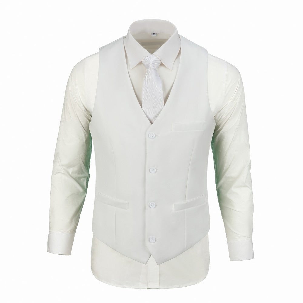 ly1407 Ivory Men's Suits 2 Pieces Vest+Pants Set V-Neck Slim Fit Casual Waistcoat Suit