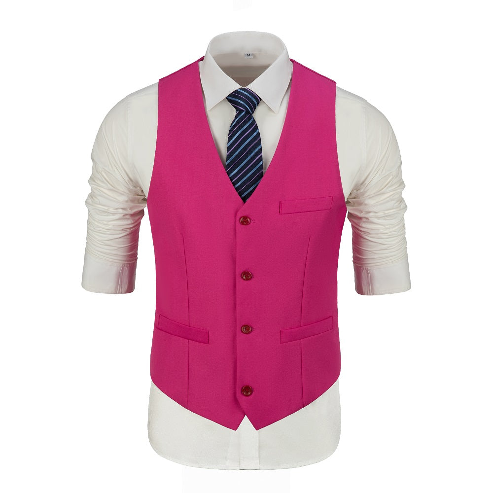 ly1478 Fuchsia Two Button Wedding 3 Pieces Slim Fit Men Suits