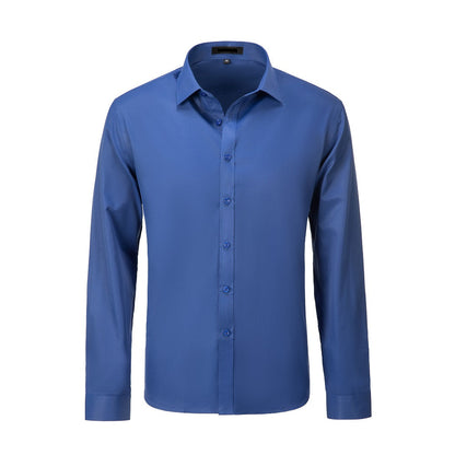 ly1339 Blue Men's Urban Stylish Casual Business Slim Fit Long Sleeve Button Up Dress Shirt