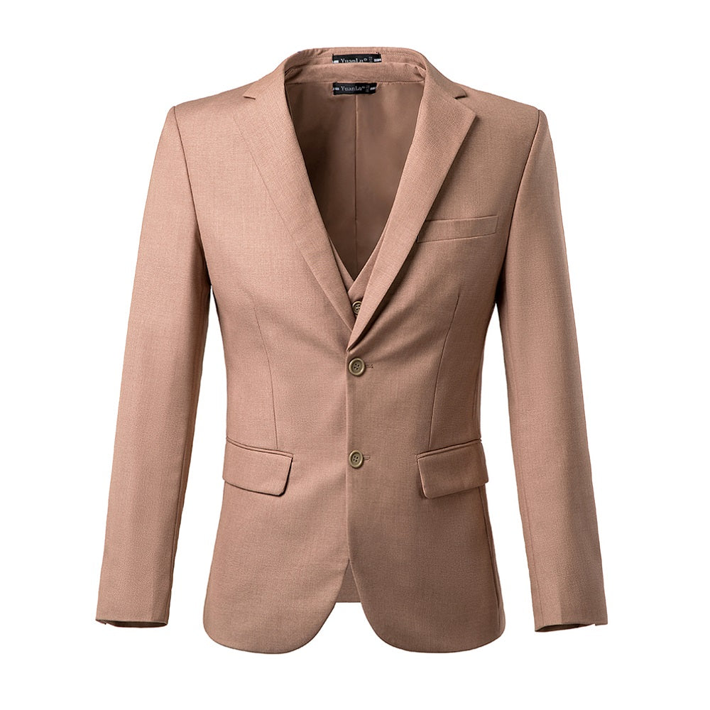 Khaki Men's Two Button Blazer for Party, Wedding and Business