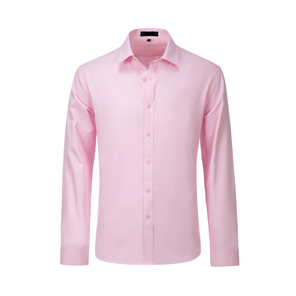 ly1338 Pink Men's Urban Stylish Casual Business Slim Fit Long Sleeve Button Up Dress Shirt