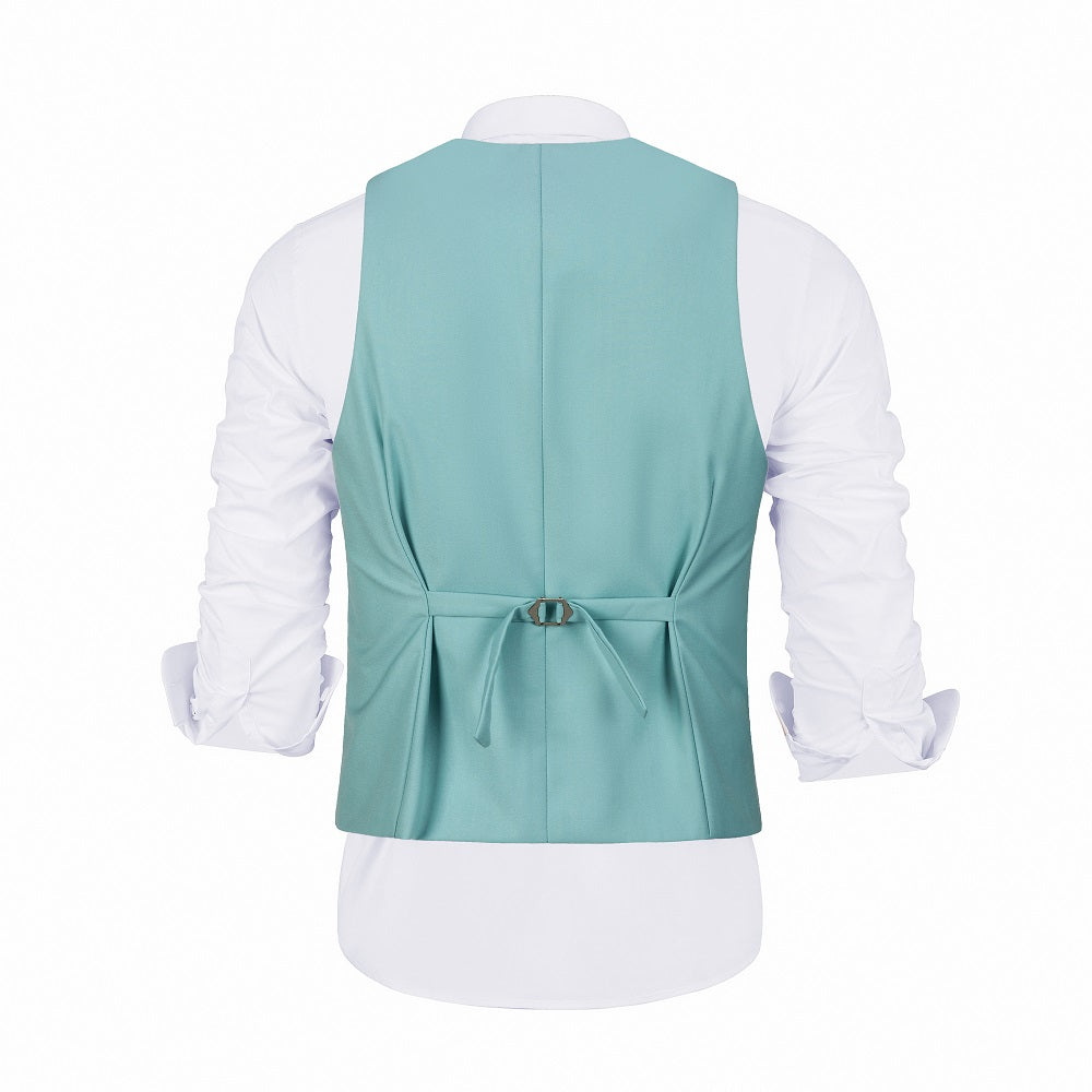 ly1405 Mint Green Men's Suits 2 Pieces Vest+Pants Set V-Neck Slim Fit Casual Waistcoat Suit