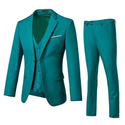 ly1693 Esmoquin verde con solapa con muesca para fiesta, banquete, trajes formales de 3 piezas para hombre