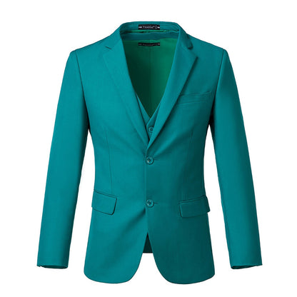 ly1693 Esmoquin verde con solapa con muesca para fiesta, banquete, trajes formales de 3 piezas para hombre