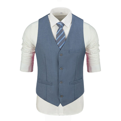 ly1409 Denim Blue Men's Suits 2 Pieces Vest+Pants Set V-Neck Slim Fit Casual Waistcoat Suit