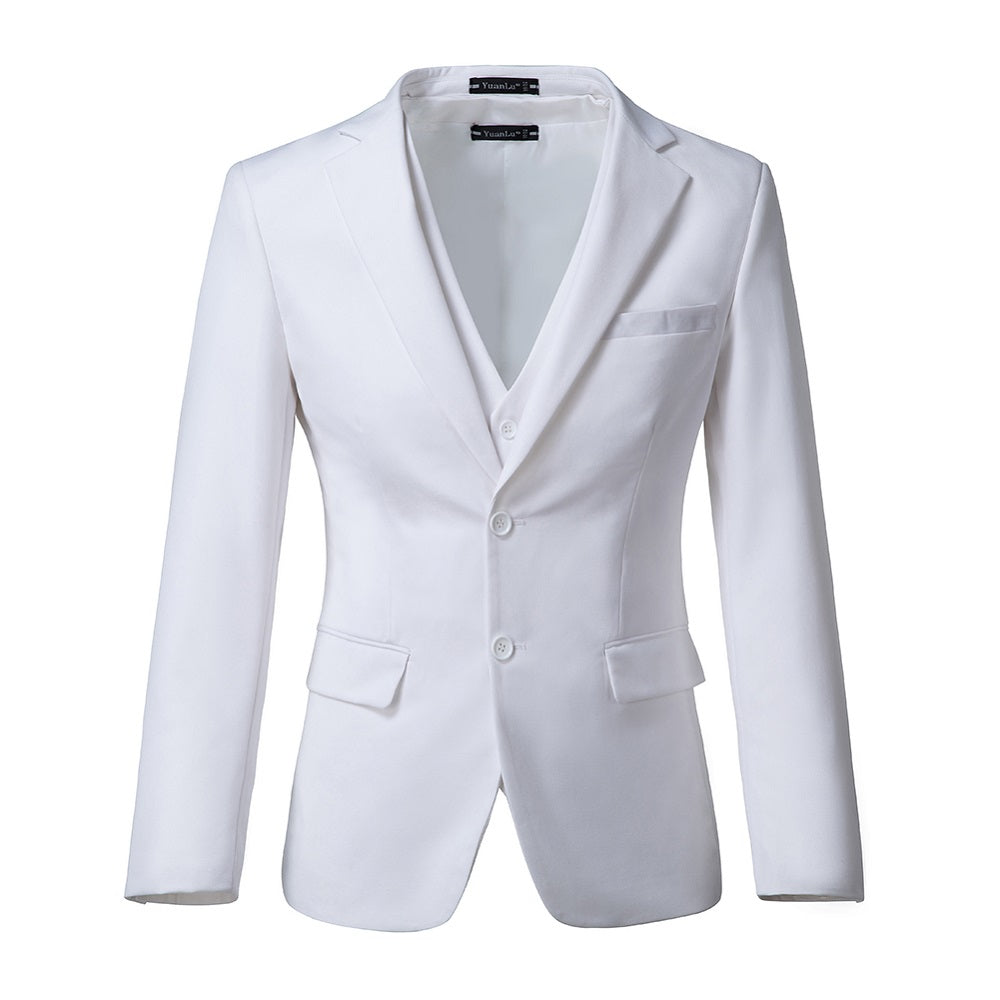 ly1315 White Men's Two Button Blazer for Party, Wedding and Business