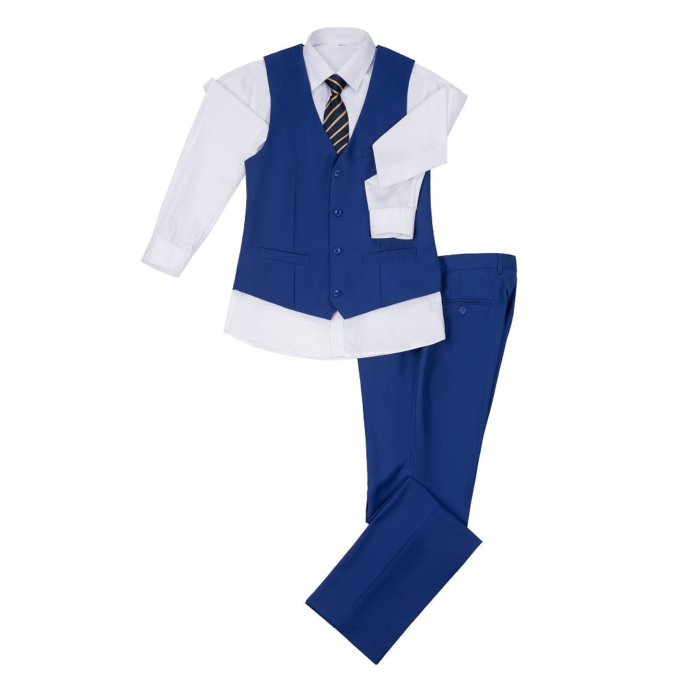 ly1399 Royal Blue Men's Suits 2 Pieces Vest+Pants Set V-Neck Slim Fit Casual Waistcoat Suit